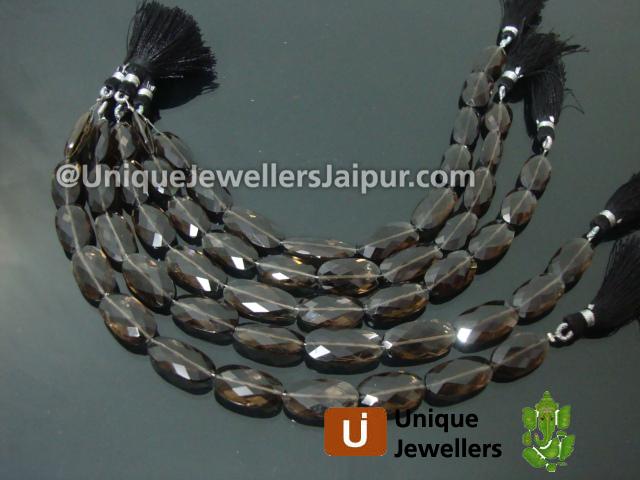 Smokey Faceted Long Oval Beads